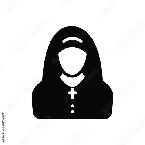 Black solid icon for nun sister 