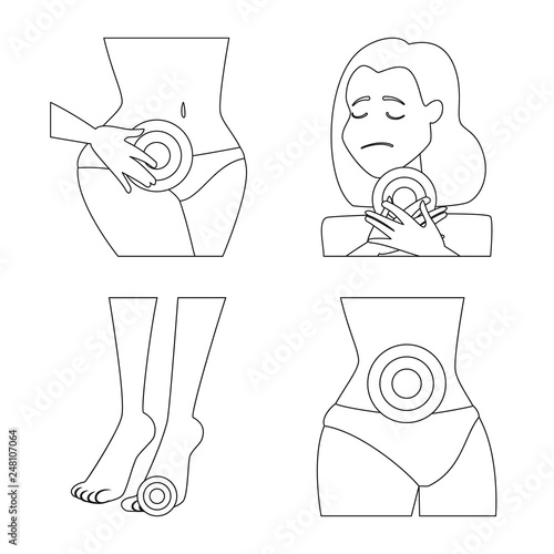 Vector design of bone and inflammation  symbol. Collection of bone and wound vector icon for stock.