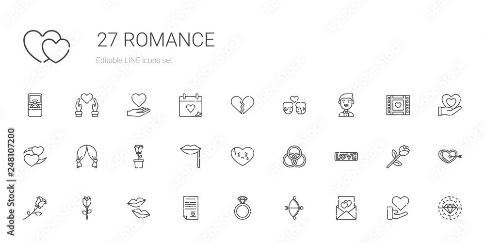 romance icons set romance icons set