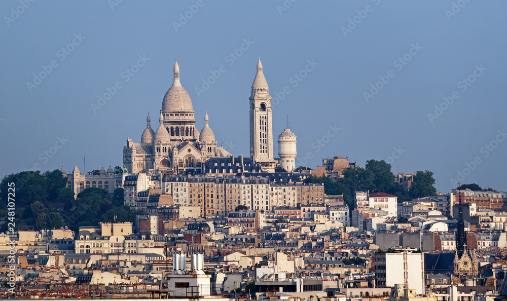 Sacré-coeur basilica and butte Montmartre in Paris