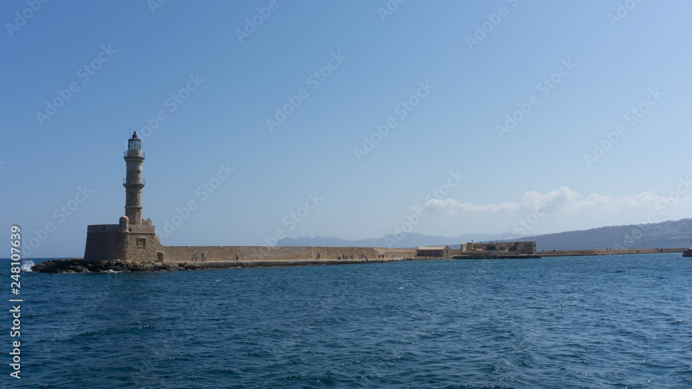Seaside with lighthouse in chania