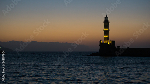 Lighthouse in Chania ,crete,greece during Sunset