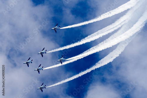 Blue Sky and aerobatics team flying, phoenix formation