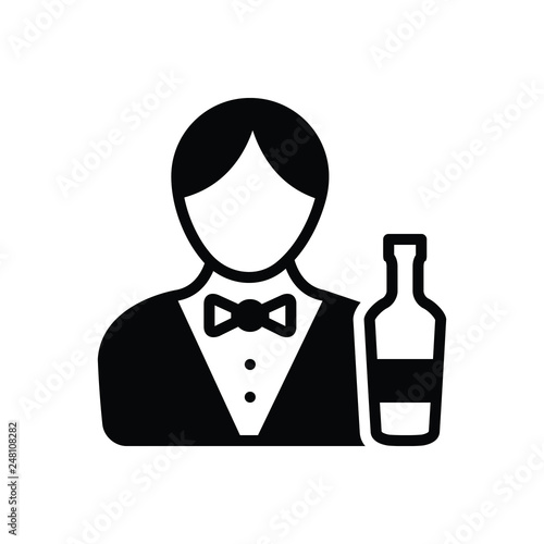 Black solid icon for bartender 
