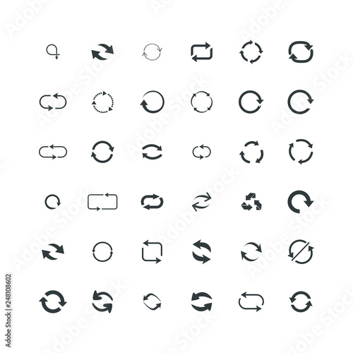 Repeat icons set.  refresh filled icons such as reload, update, reload, replay, loading arrow icons. repeat icons set