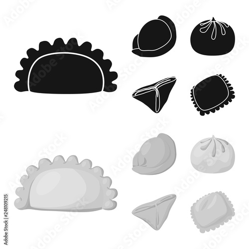 Vector illustration of products  and cooking symbol. Set of products  and appetizer stock symbol for web.
