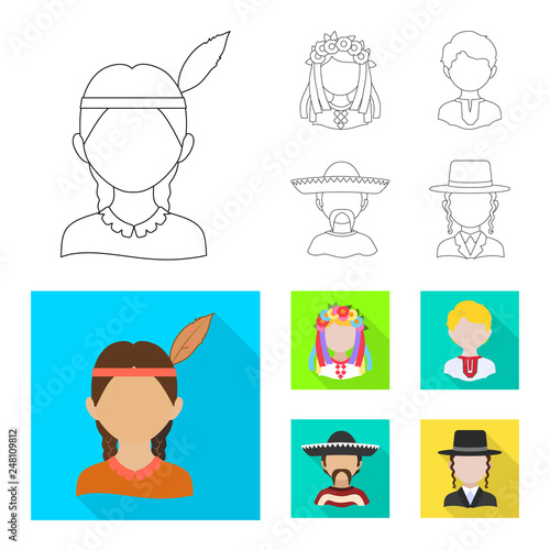 Vector illustration of imitator and resident symbol. Set of imitator and culture stock vector illustration.