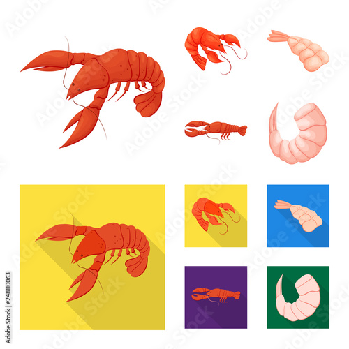 Isolated object of appetizer and ocean sign. Collection of appetizer and delicacy vector icon for stock.