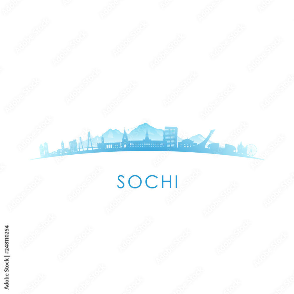 Sochi skyline silhouette. Vector design colorful illustration.
