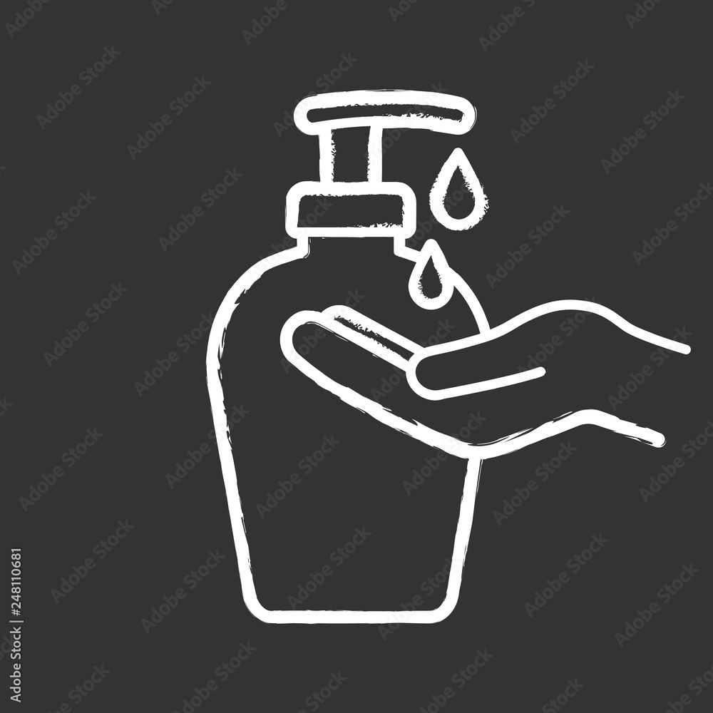 Hand soap chalk icon Hand soap chalk icon