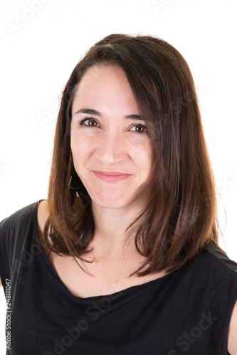 smiling happy woman portrait isolated in white background © OceanProd