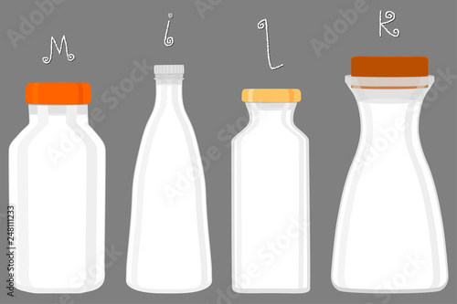 Illustration on theme big set different types chilled milk