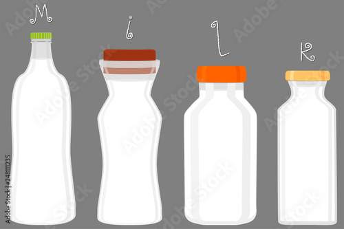 Illustration on theme big set different types chilled milk