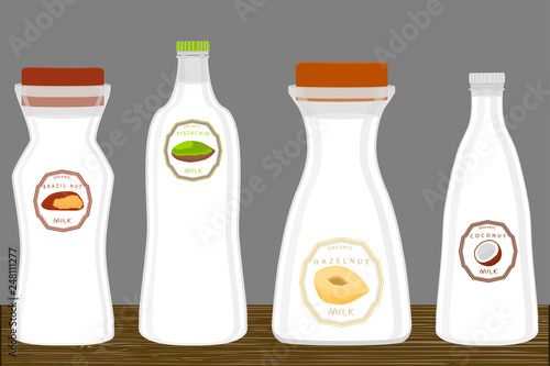 Illustration on theme big set different types chilled milk