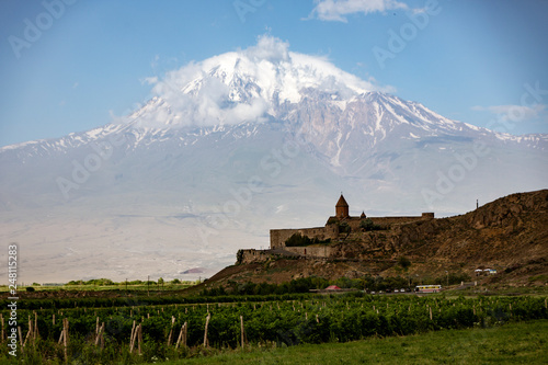 Khor Virap monastery seen with Mt Ararat