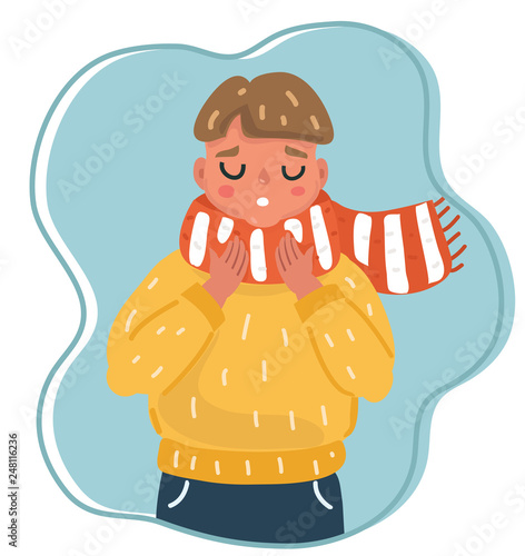 Child has got flu and is sneezing.
