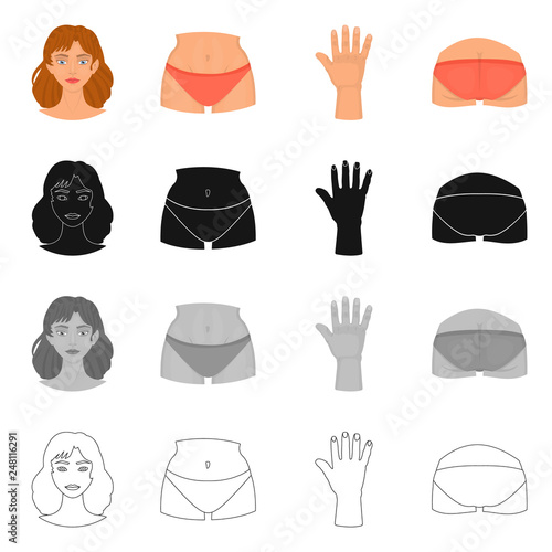 Vector illustration of body and part logo. Collection of body and anatomy stock vector illustration.