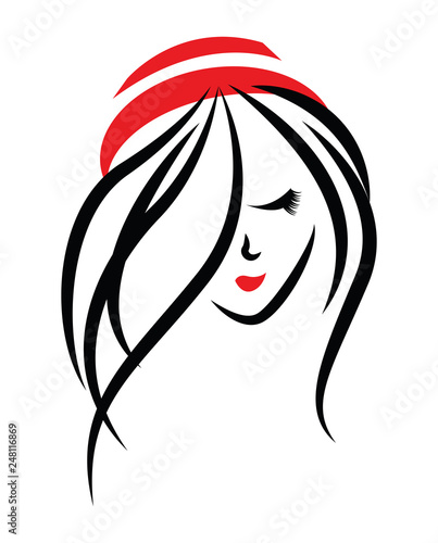 Beautiful Woman Outline with Hat