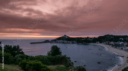 Seaside sunrise on the beach photo