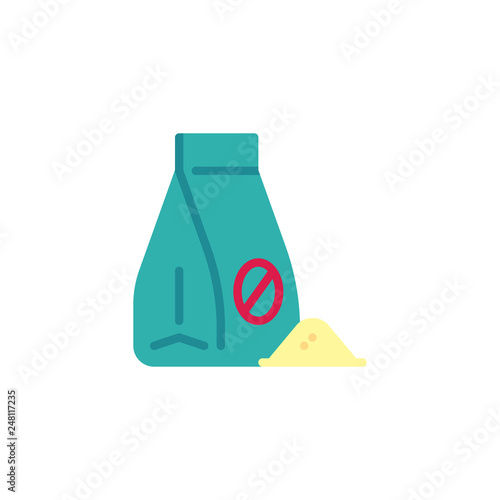 Insect repellent powder flat icon, vector sign, colorful pictogram isolated on white. Pests repellent pack symbol, logo illustration. Flat style design