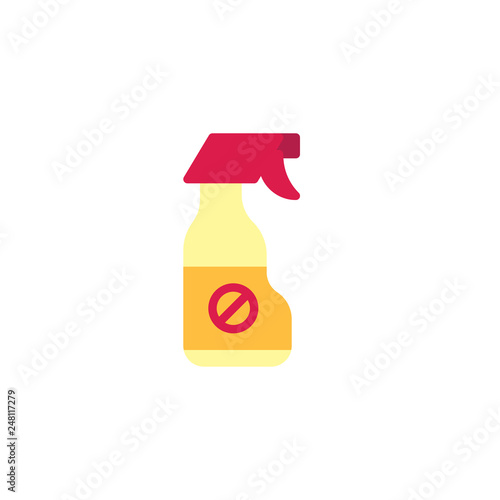 Insect repellent spray bottle flat icon, vector sign, colorful pictogram isolated on white. Pests repellent spray symbol, logo illustration. Flat style design