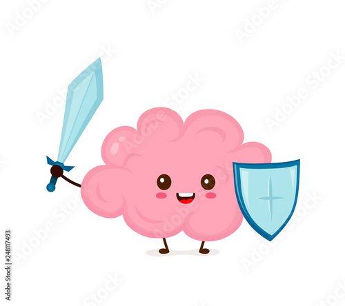 Cute strong happy smiling healthy brain