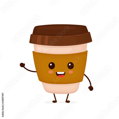 Happy cute smiling funny coffee paper cup