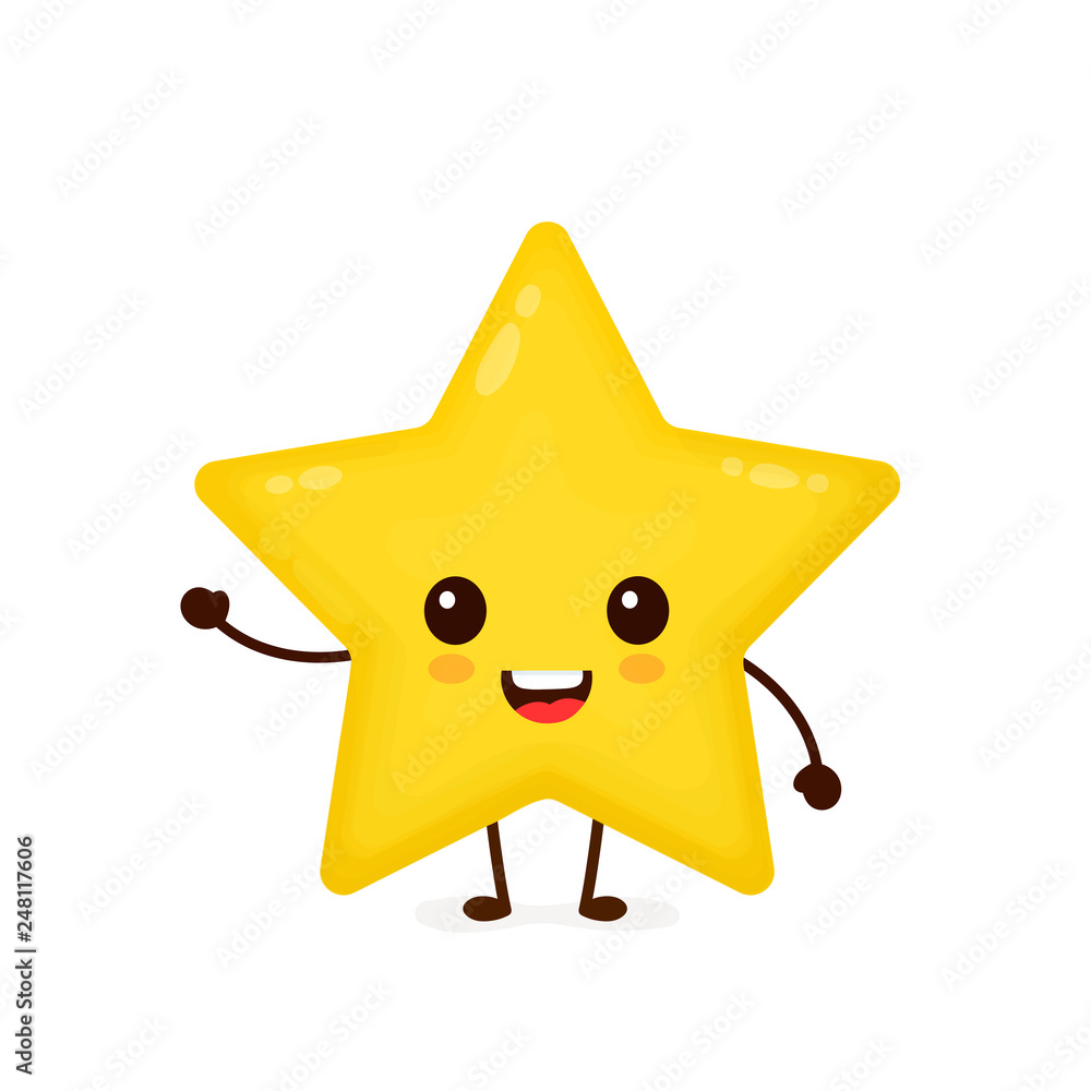 Happy cute smiling funny star. Vector 