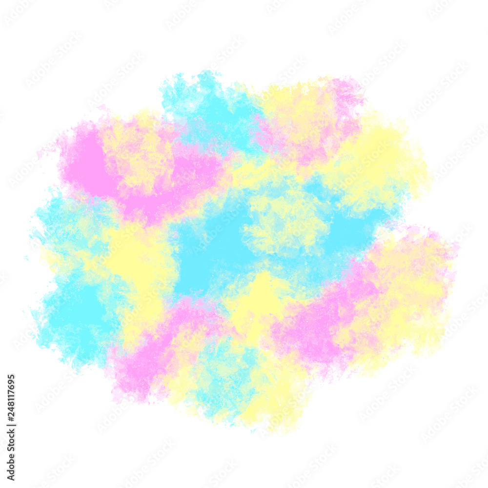 Spot of multi-colored paints, fluffy watercolor cloud. Vector