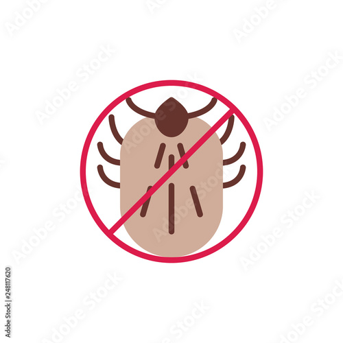 Stop mite insect flat icon, vector sign, colorful pictogram isolated on white. No mite pest symbol, logo illustration. Flat style design