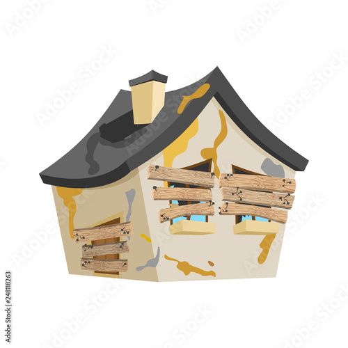 Abandoned house isolated. Old Home cartoon style vector