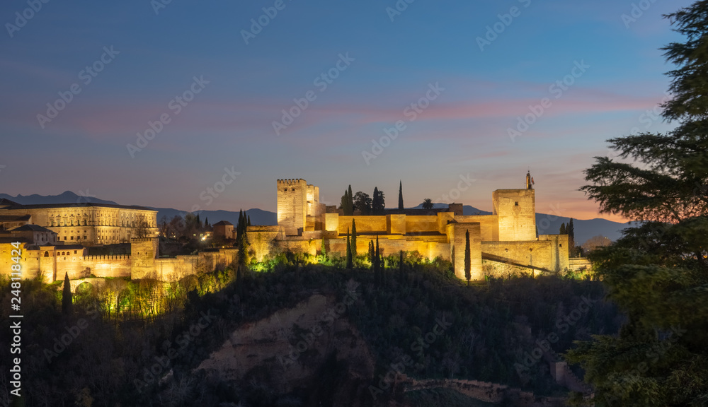 Granada. The fortress and arabic palace complex of Alhambra, Spain Granada. The fortress and arabic palace complex of Alhambra, Spain