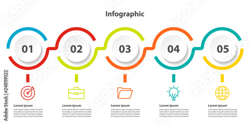 infographic 5 step presentation, infographic linear circle