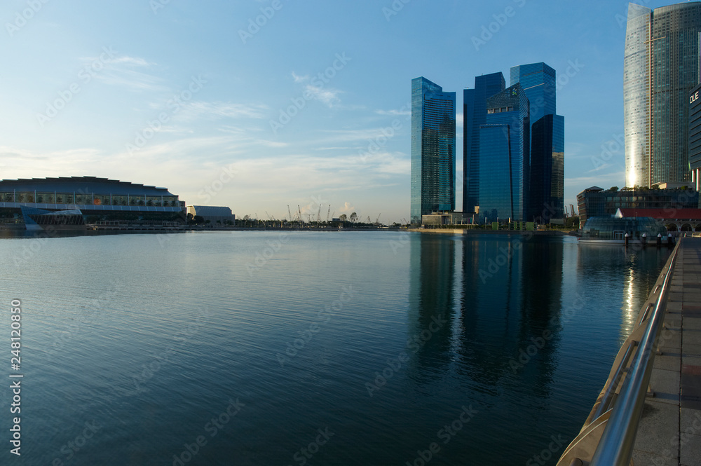 The Singapore skyline along Marina Bay