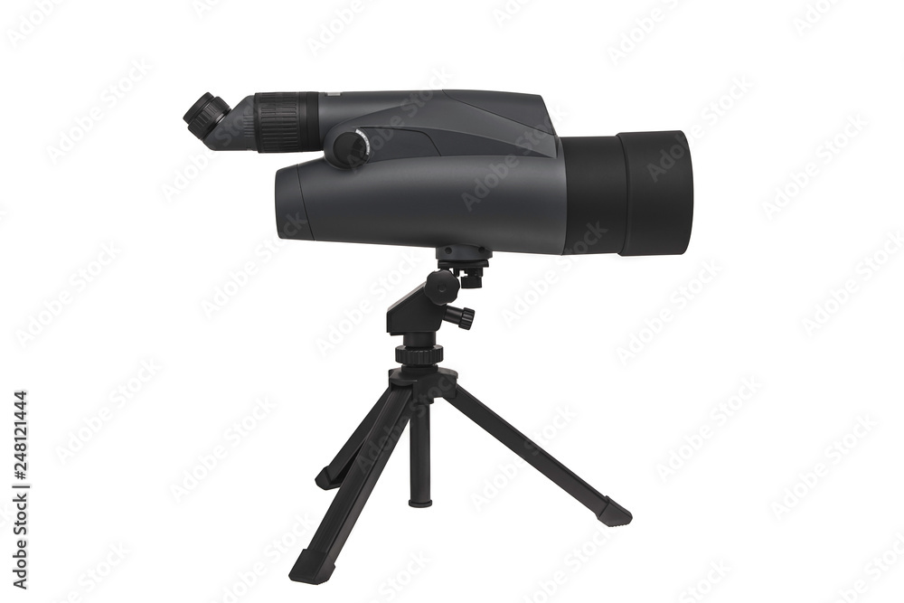 Modern telescope on a tripod isolated on white Modern telescope on a tripod isolated on white