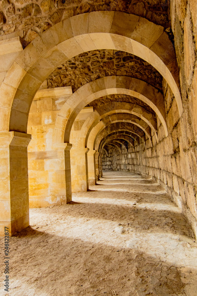 Halls of Roman theatre at Aspendos