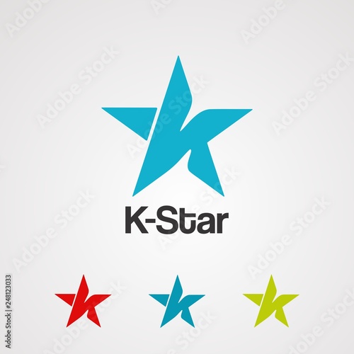 letter k star logo vector, icon, element, and template