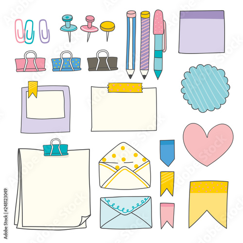 Colorful stationery supplies collection