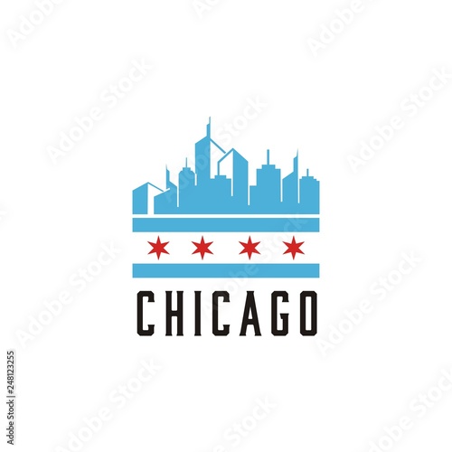 Chicago City Modern Skyline Vector Template logo design 