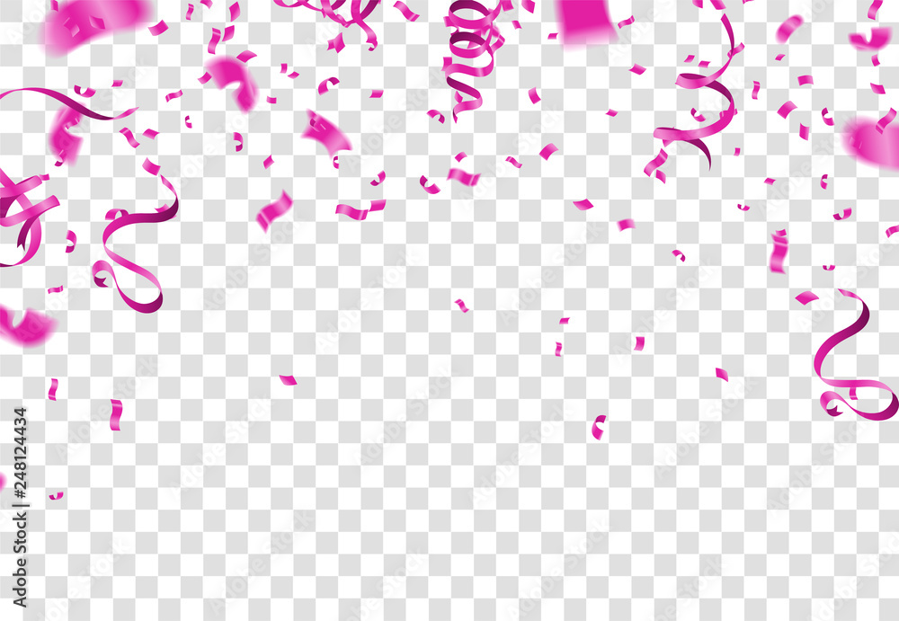 Many Falling Pink Tiny Confetti Isolated On White Background. Vector Many Falling Pink Tiny Confetti Isolated On White Background. Vector