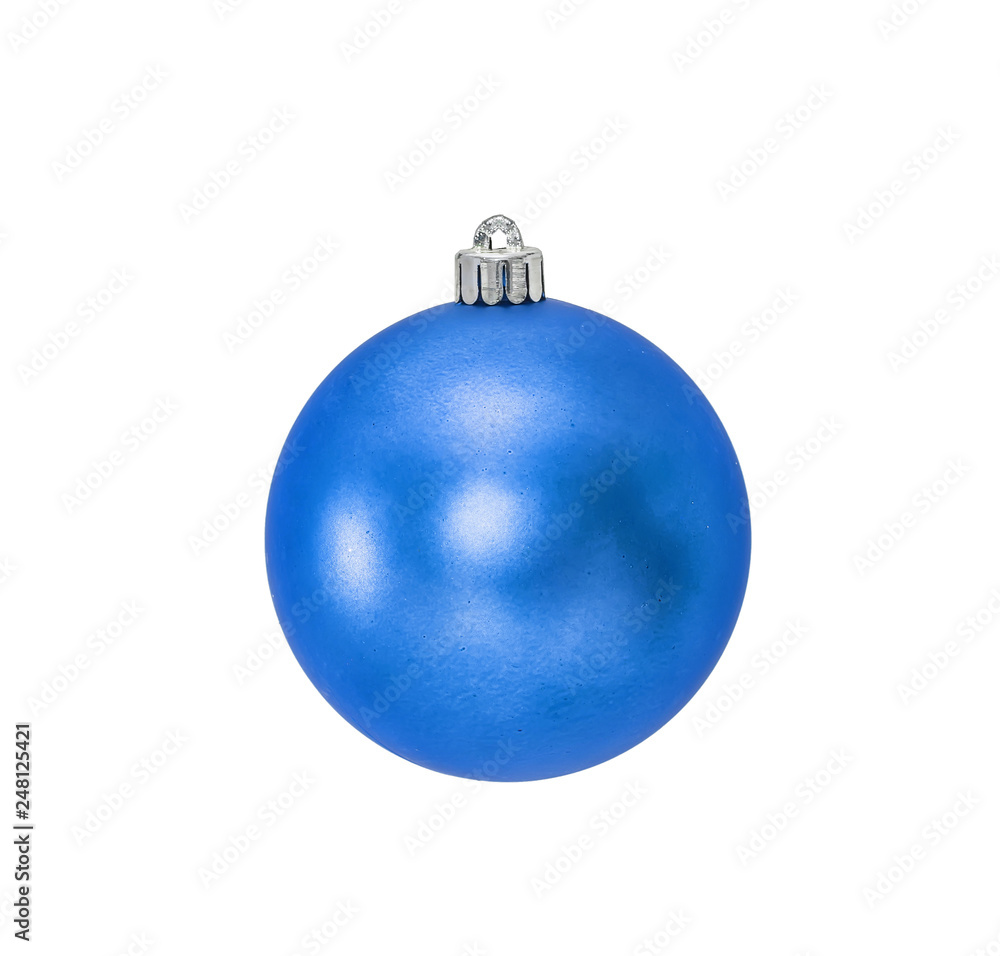 Blue Christmas hanging ball isolated on white background Blue Christmas hanging ball isolated on white background