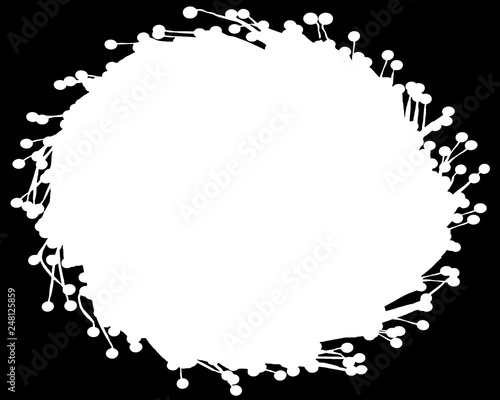 Fototapeta Naklejka Na Ścianę i Meble -  Wreath Inspired Decorative Black & White Photo Frame. Type Text Inside, Use as Overlay or for Layer / Clipping Mask