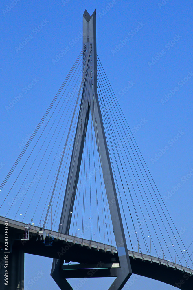 Koehlbrand Bridge, bridge pillar, Hamburg, Germany, Europe Koehlbrand Bridge, bridge pillar, Hamburg, Germany, Europe