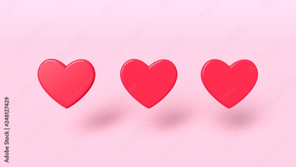 Red Heart Candies (Sweets) Isolated On The Pastel Pink Background - Valentine's Day - 3D Illustration