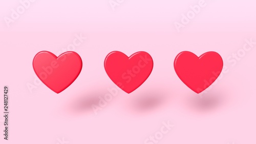 Red Heart Candies (Sweets) Isolated On The Pastel Pink Background - Valentine's Day - 3D Illustration