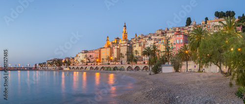 Evening View of beautiful Menton, France