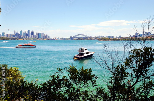 Photography View on Sydney Harbor Bridge and Sydney Opera House from Mosman Bay to Chowder B