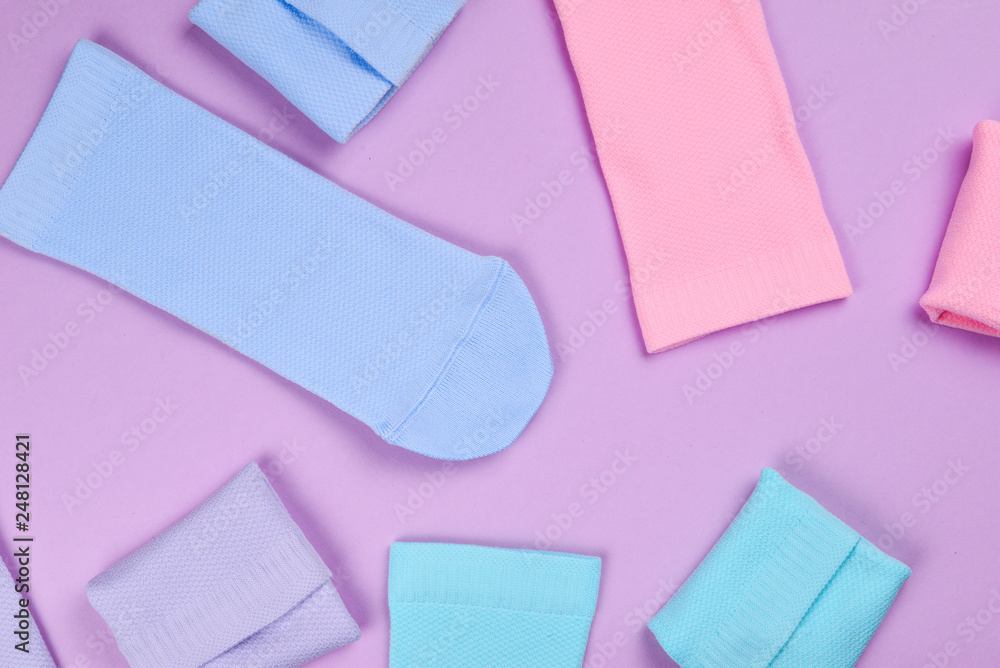 Colorful collection of cotton socks. Colorful collection of cotton socks.