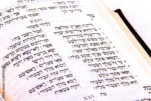 Obraz na plátně Opened hebrew Bible, isolated on white background