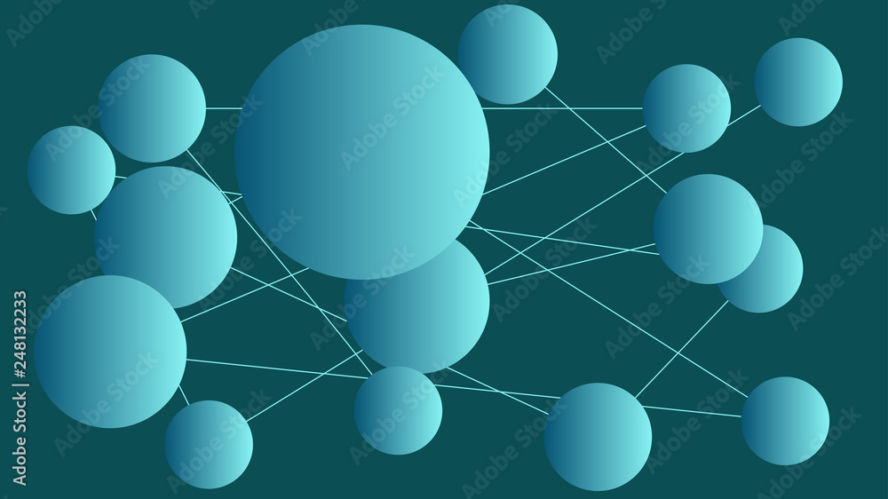Science technology background illustration, connected vector circles